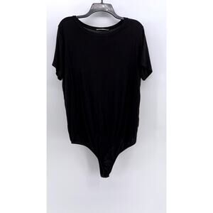TREND NOTES Women's Black Crewneck Short Sleeve Bodysuit SZ L